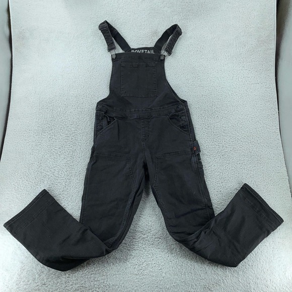 Dovetail Workwear Pants - Dovetail Workwear Overalls Womens 10 Black Freshley Cosy Lined Bib 30" Inseam